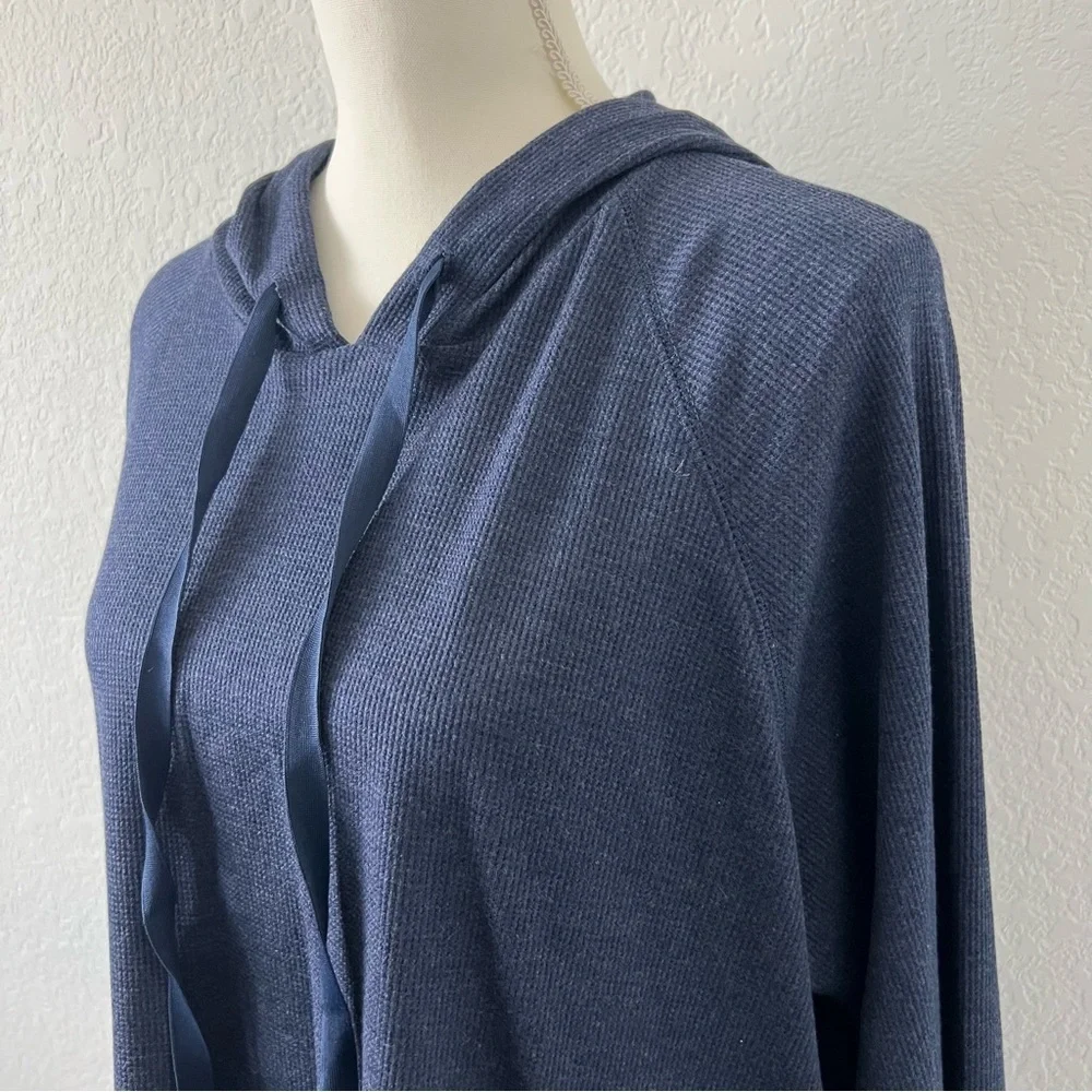 NWT Terez Waffle Knit‎ Long Sleeve Navy Blue Pullover Hoodie XL - Picture 5 of 10